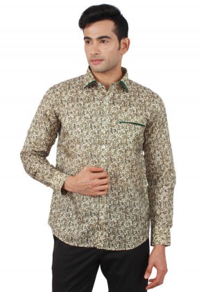 Printed Pure Silk Shirt in Multicolor